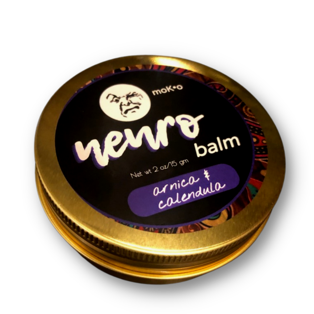 Neuro Balm is infused with arnica and calendula along with organic oils, circulatory essential oils and neuropathy symptom relief. two ounce canister.