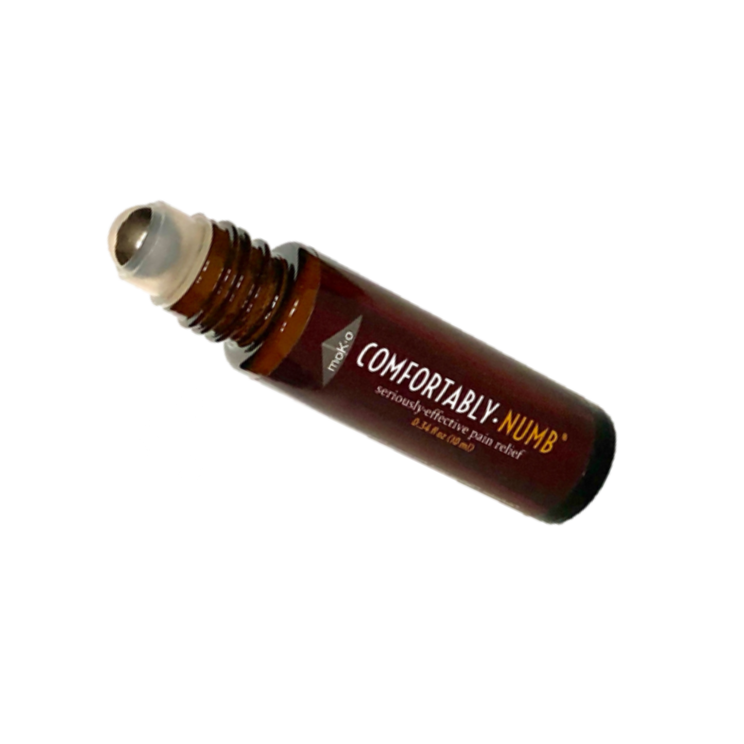 Comfortably Numb® seriously-natural pain reliever is bottled in a glass roll-on  bottle with a steel roller ball. to roll on pain or injury easily. 